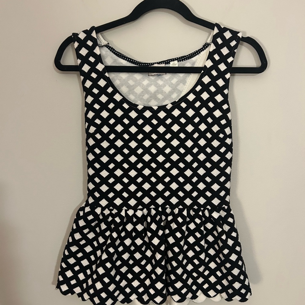 Anthropologie | Postmark- Sleeveless Lattice Print Peplum Top-Sz Small